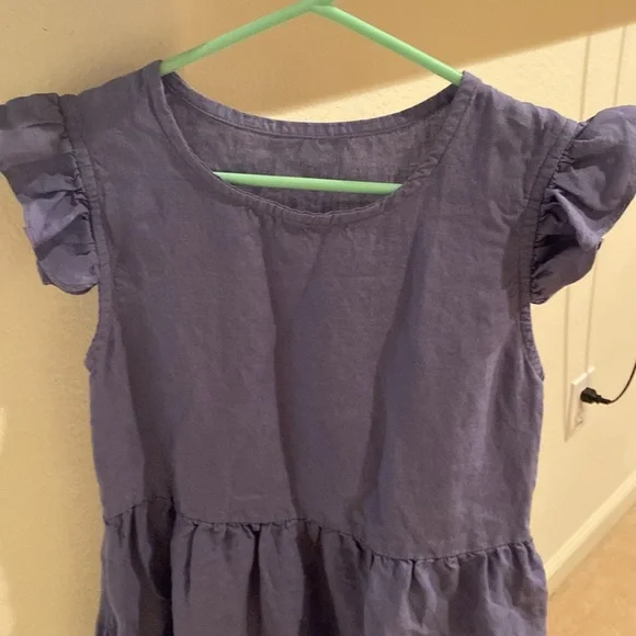 Periwinkle Ruffle Linen Dresss - Picture 2 of 8